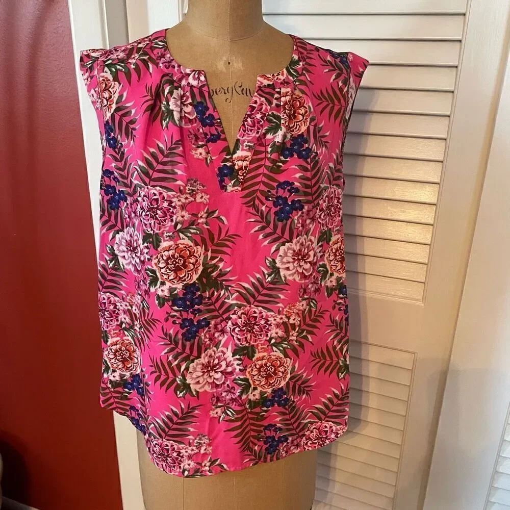 J CREW | pink sleeveless floral blouse 6
